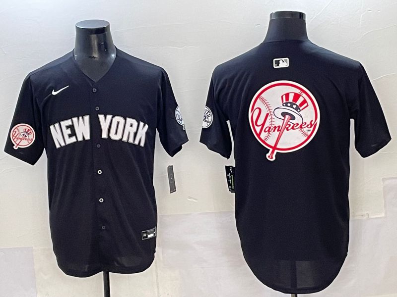 Men 2025 New York Yankees Blank Black Nike MLB Jersey style 0036